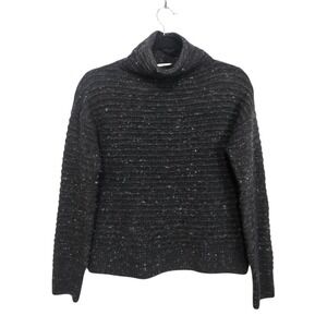 Madewell Womans Belmont Sweater S Charcoal Grey Ribbed Mockneck Wool Blend ~